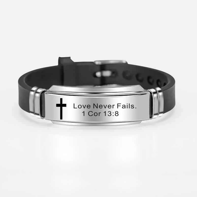 Cross Jesus Scripture Quote Bracelet - Image 2