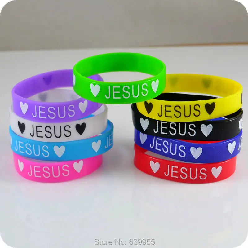 10x Heart JESUS silicone Bracelet wristband Catholic Christian Orthodox Religious Fashion Jewelry