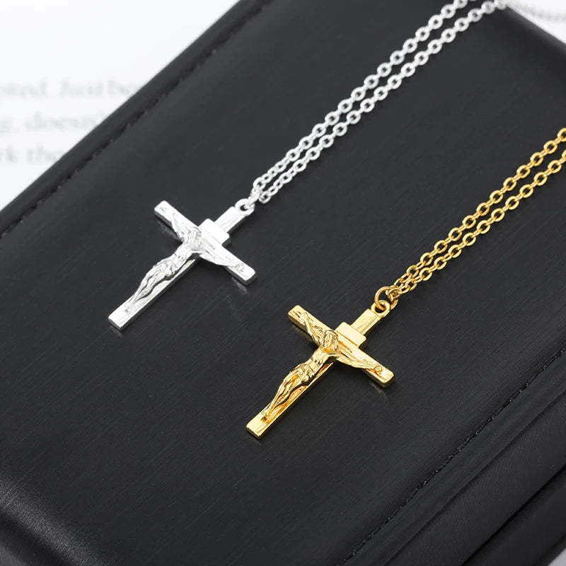 Christian Jesus Cross Necklace – Stainless Steel Choker Jewelry for Men & Women Short Description: - Image 2