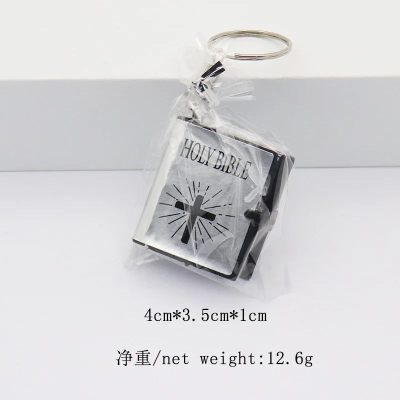 Mini English Holy Bible Keychain – Christian Cross Prayer Keyring Bag Charm - Image 5