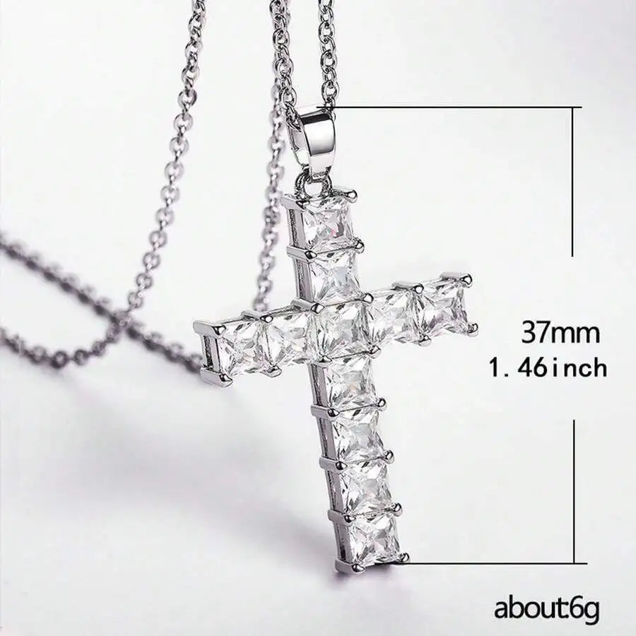 New Fashion Multi-Color Crystal Jesus Cross Pendant Necklace - Image 6