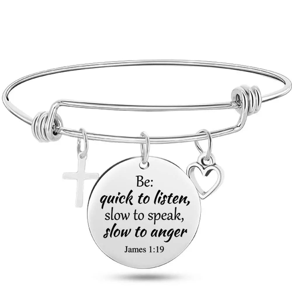 DAVINI Stainless Steel Adjustable Bible Verse Bangle – 20 Inspiring Christian Styles - Image 18