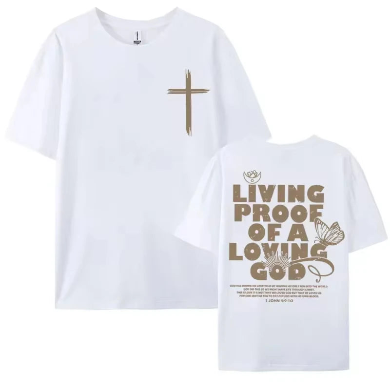 "Living Proof of a Loving God" T-Shirt – Inspirational Christian Oversized Tee for Men & Women - Image 3