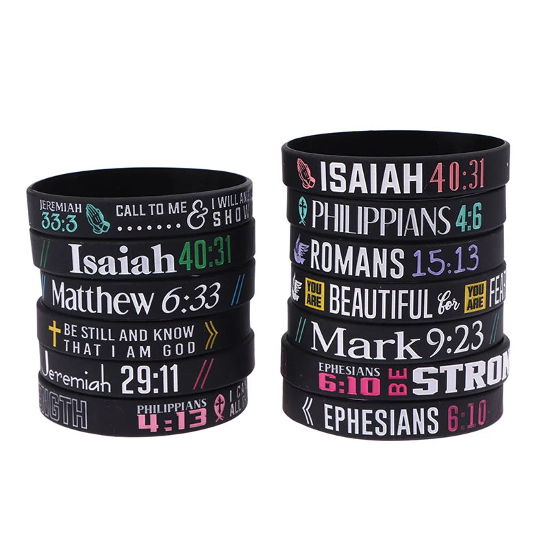 13pc Christian Silicone Wristband Set – Faith, Believe, Peace, Grace Bible Bracelets - Image 4