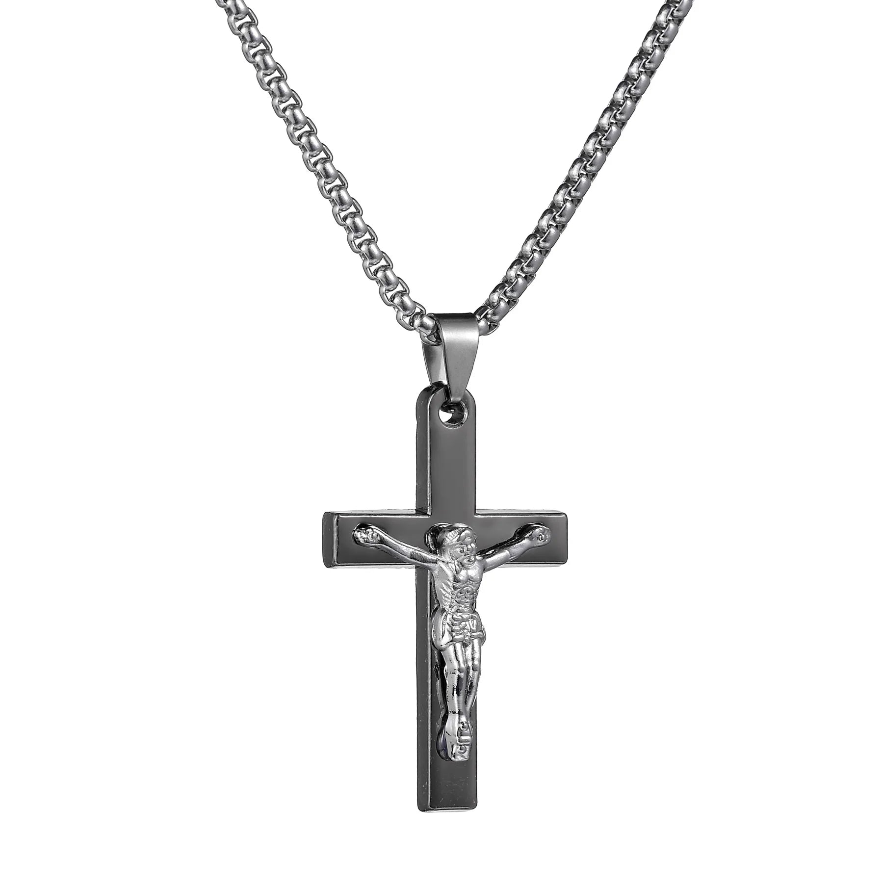 Christian Jesus Cross Necklace – Stainless Steel Pendant for Women & Men - Image 3