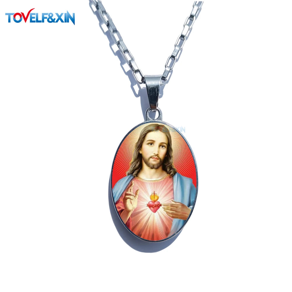 Jesus & Maria Double-Sided Pendant Necklace – Stainless Steel Christian Jewelry Gift - Image 20