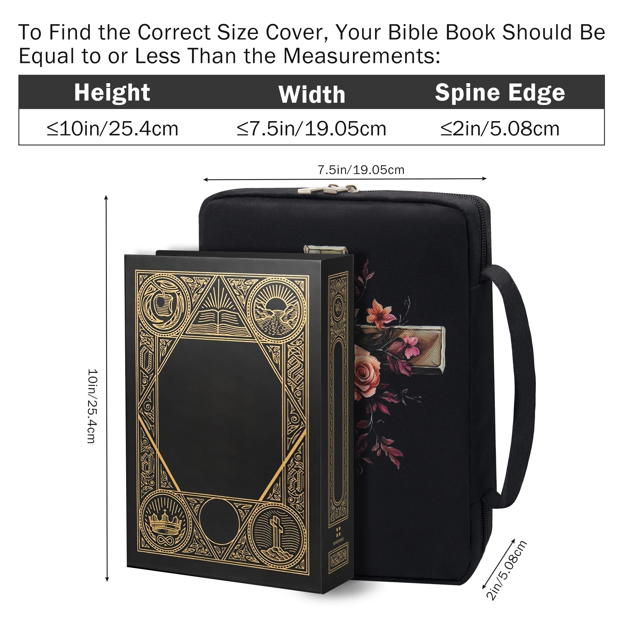 Floral Bible Cover with Handle & Pocket – Bible Case Organizer for Girls - Image 2