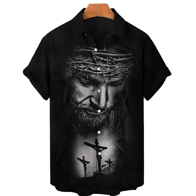My God Jesus 3D Print Shirt – Summer Harajuku Lapel Shirt for Men & Kids - Image 8