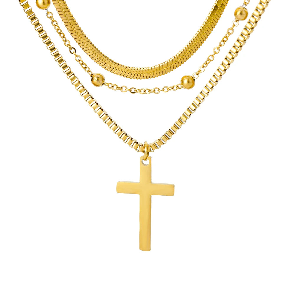 Caravaca Angels Crucifix Necklace – Gold Stainless Steel Jesus Cross for Men & Women - Image 20