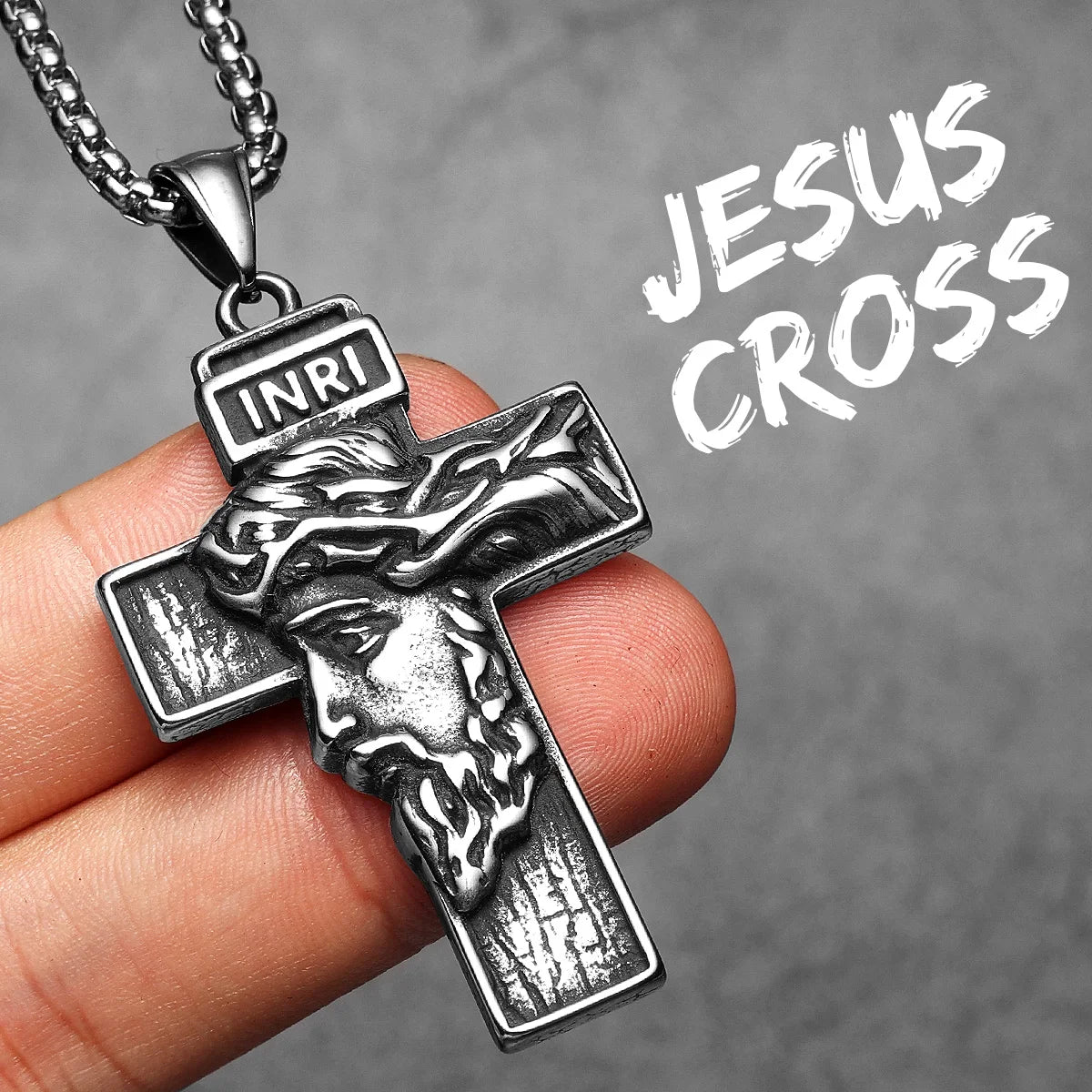 INRI Jesus Cross Religious Amulet Necklace – Stainless Steel Pendant for Men & Women - Image 8