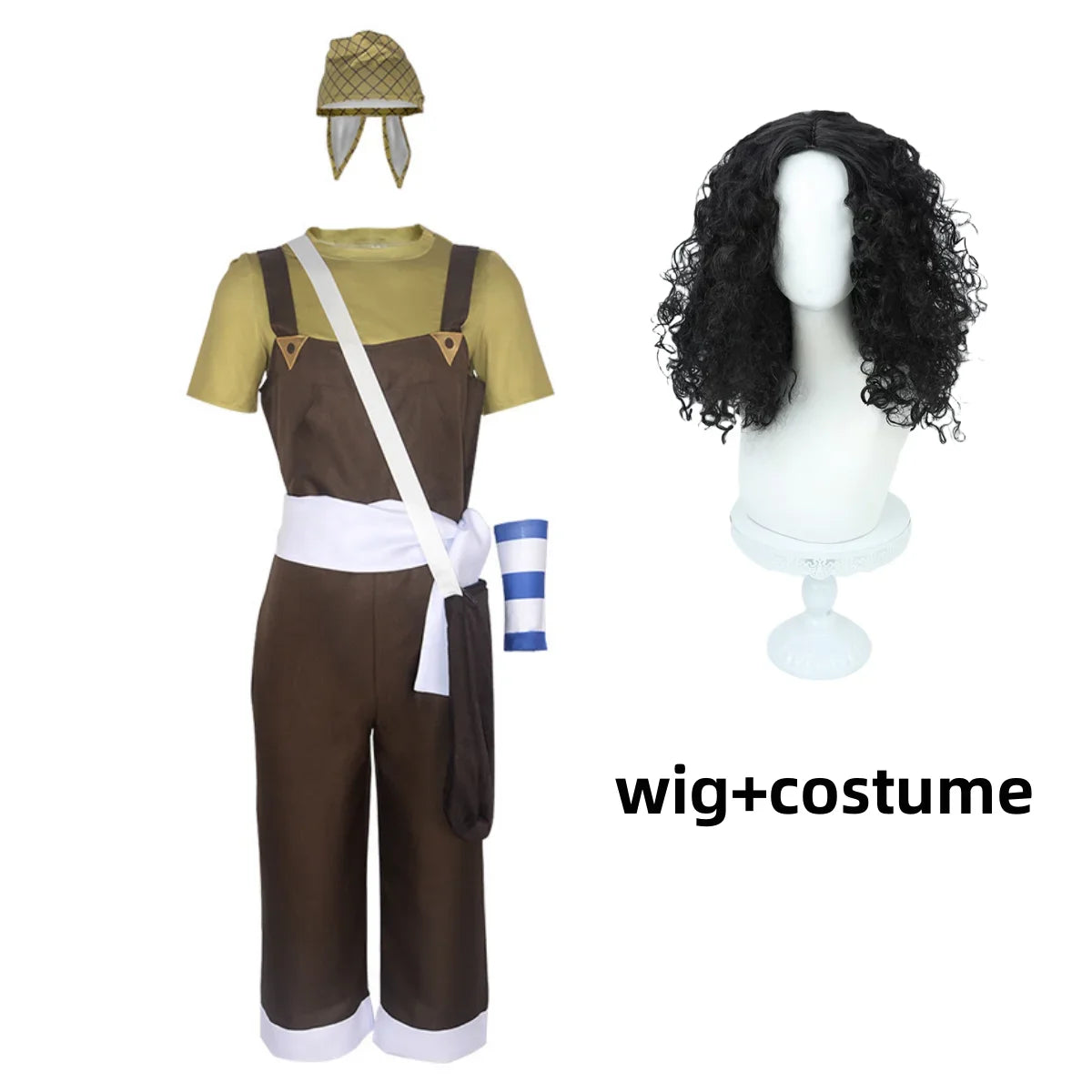 Anime GOD Usopp Cosplay Costume – Full Set Romper, Wig & Accessories for Men - Image 7