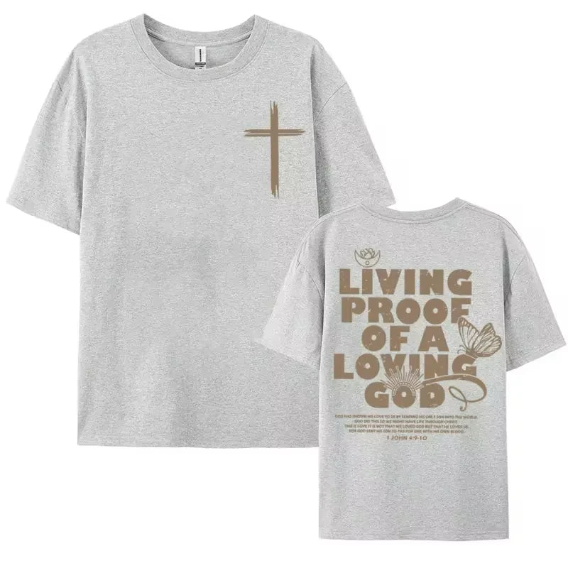 "Living Proof of a Loving God" T-Shirt – Inspirational Christian Oversized Tee for Men & Women - Image 7