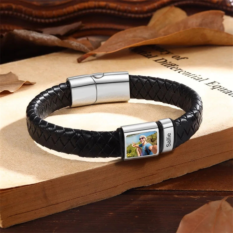 Custom Photo Bracelet – Personalized Leather Name Bracelet for Men, Boys & Husbands - Image 6