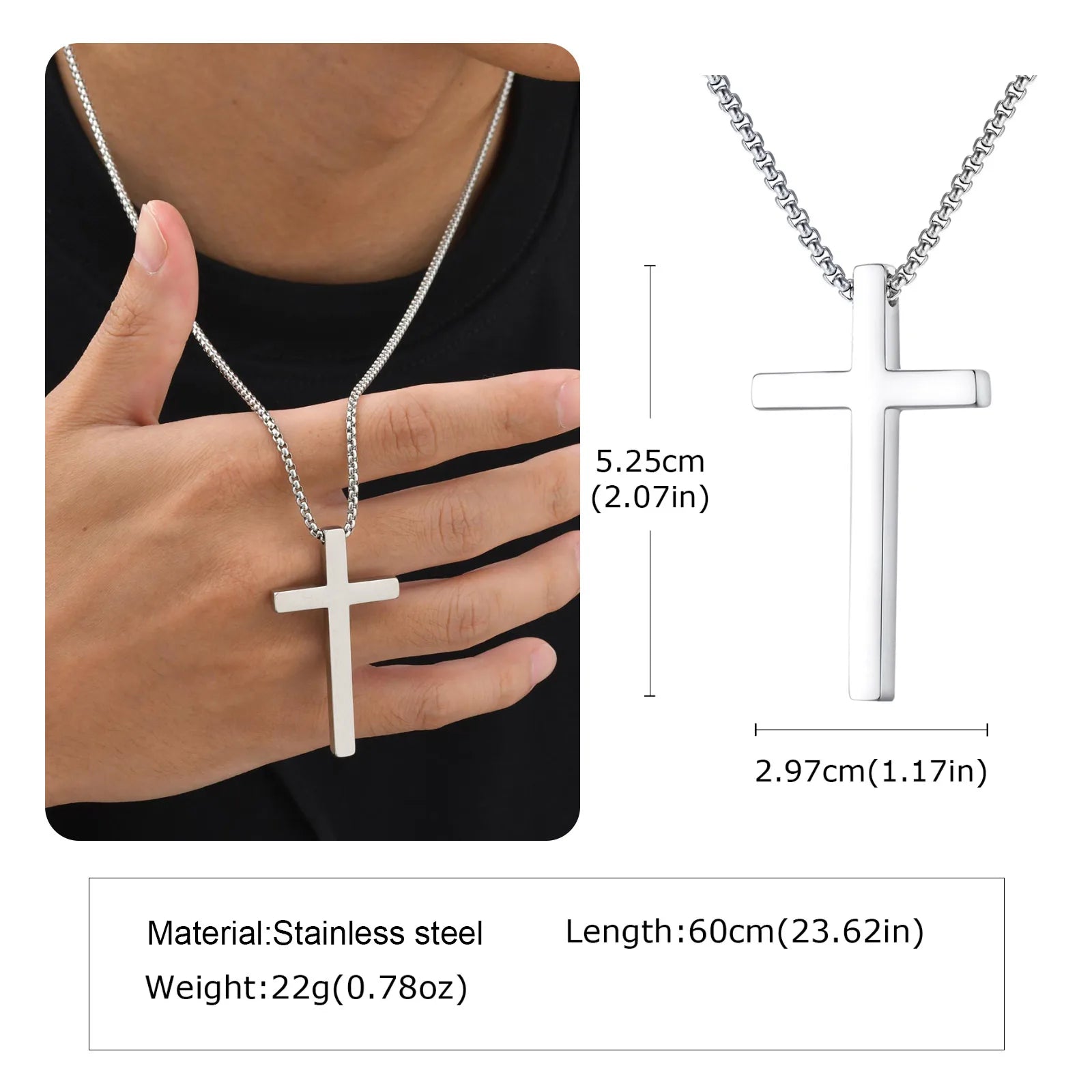 Classic Men's Cross Pendant Necklace – Waterproof Stainless Steel Christian Jewelry - Image 9