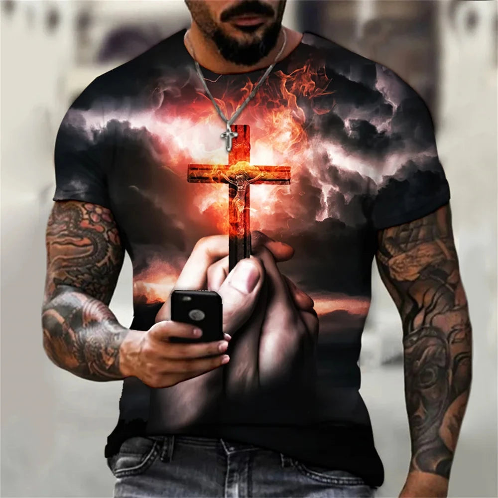 Gothic Jesus T-Shirt – Christian Cross Graphic Streetwear for Men & Women - Image 4