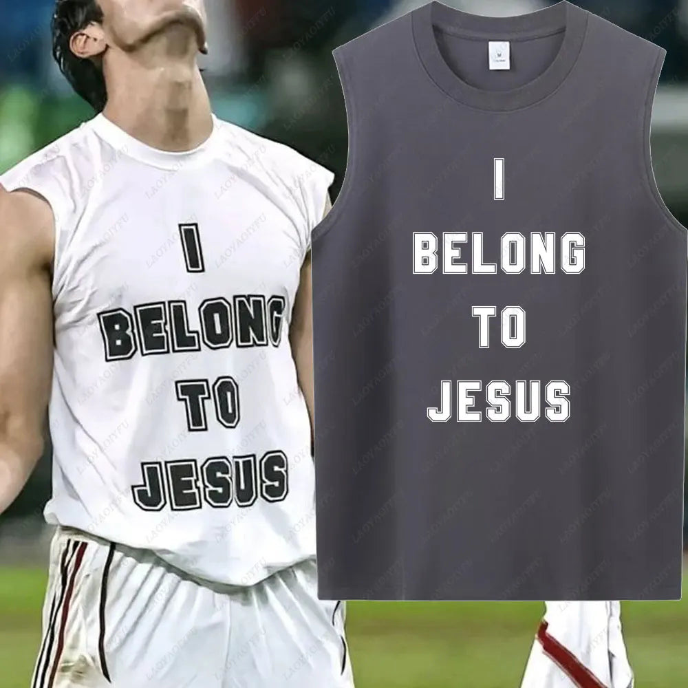 "I Belong to Jesus" Men's Sleeveless Vest – Summer Cotton Christian Tank Top - Image 4