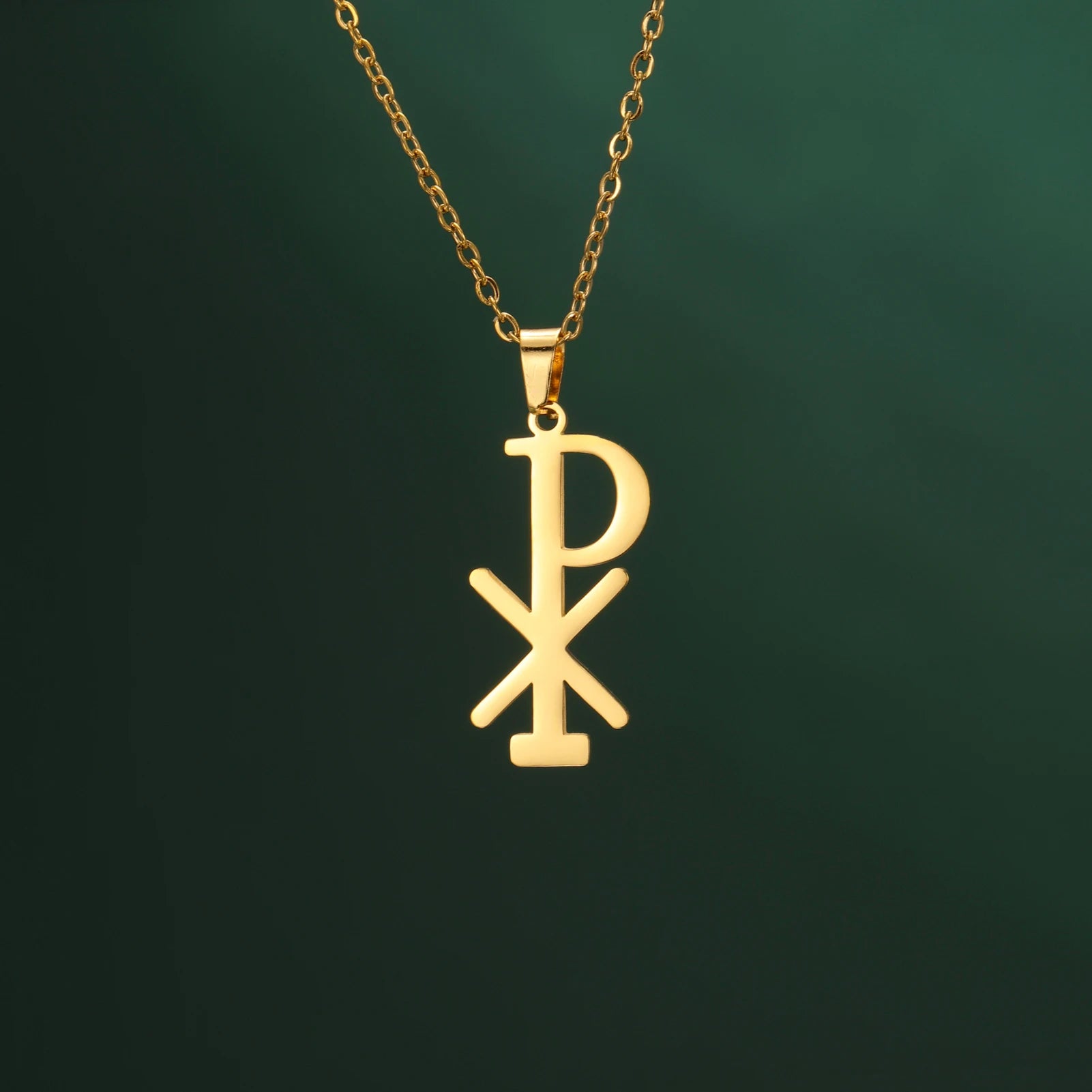 Chi Rho Necklace – Stainless Steel Christian Pendant for Men & Women