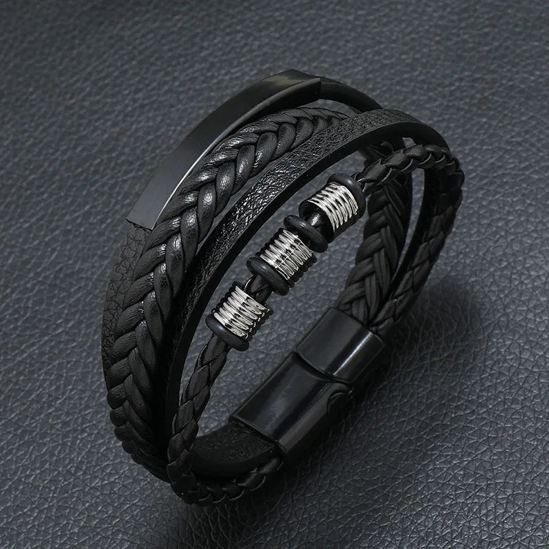 Men’s Musical Symbol Leather Bracelet – Vintage Multi-Layer Wristwear - Image 3