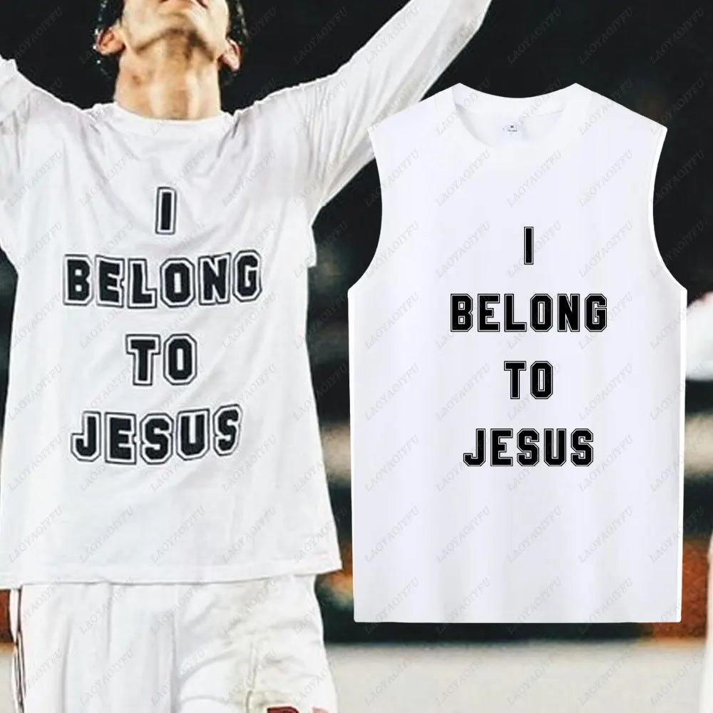 "I Belong to Jesus" Men's Sleeveless Vest – Summer Cotton Christian Tank Top - Image 2