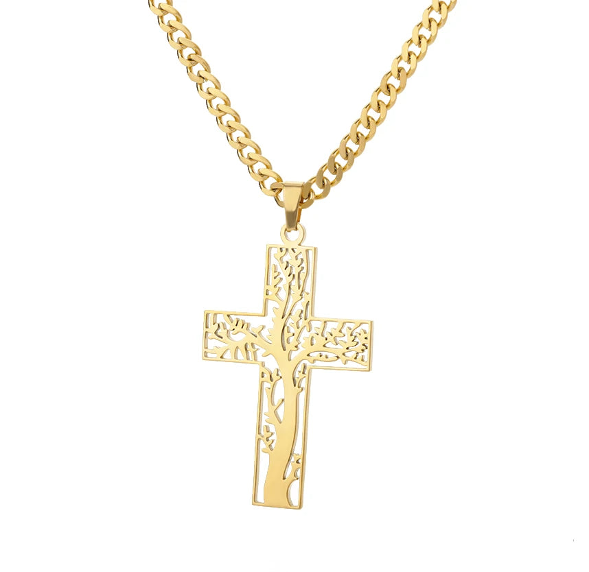 Caravaca Angels Crucifix Necklace – Gold Stainless Steel Jesus Cross for Men & Women - Image 7