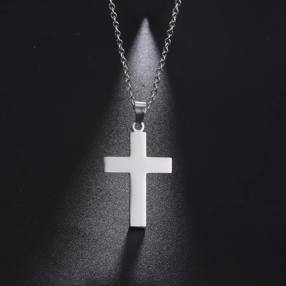 Amaxer Cross Pendant Choker Necklace – Gold Stainless Steel Religious Jewelry Gift - Image 2