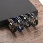Fashion Cross Pendant MultiLayer Leather Bracelet for Men Women Classic Christian Prayer Christmas New Year Gift