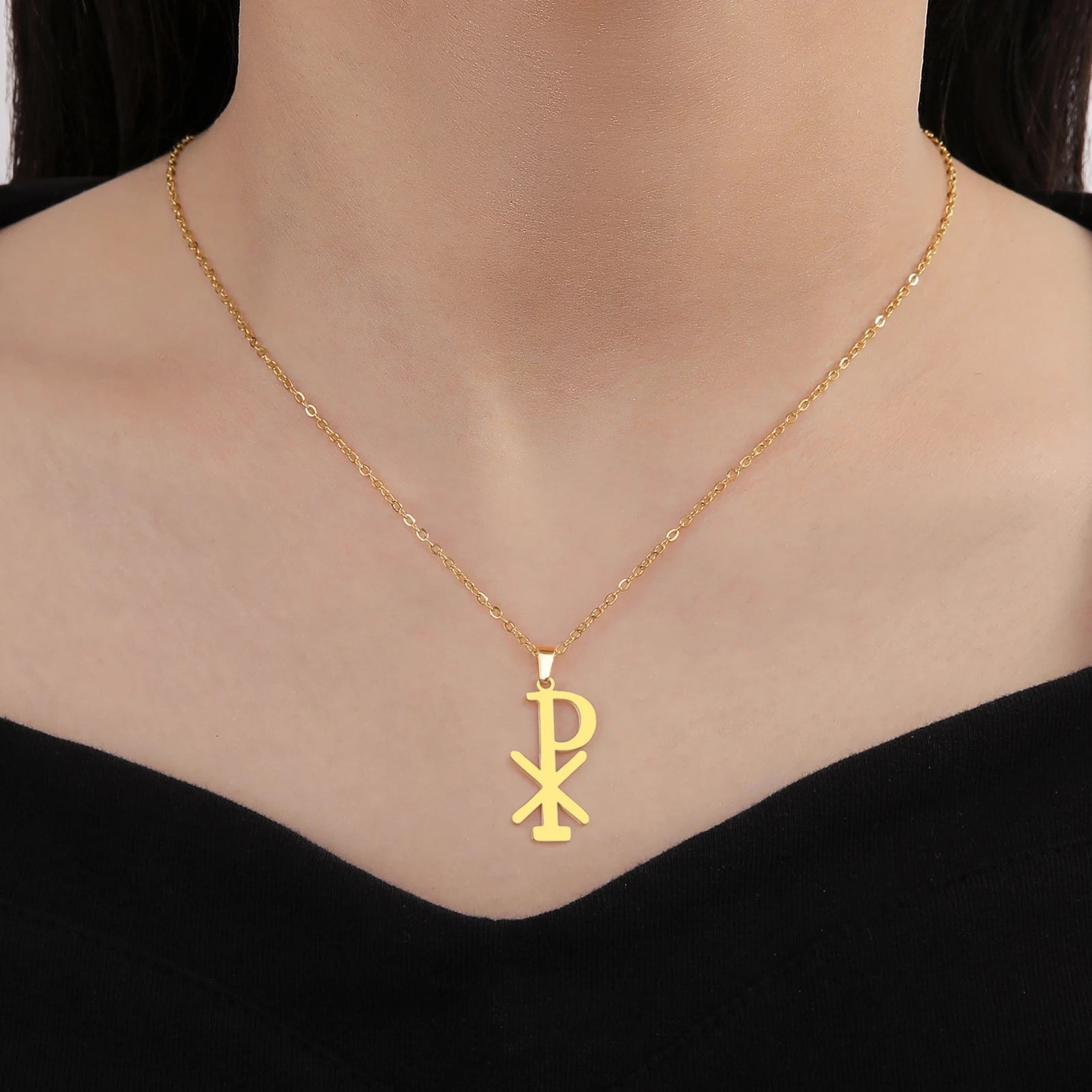 Chi Rho Necklace – Stainless Steel Christian Pendant for Men & Women - Image 3