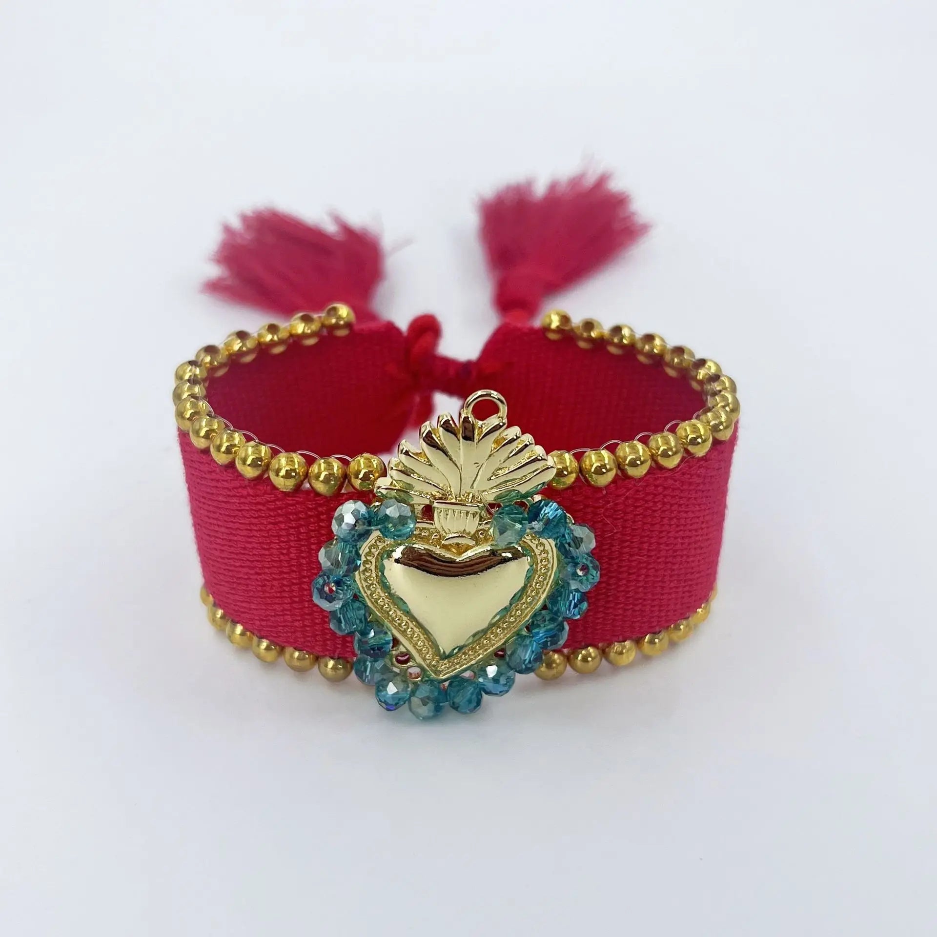 Golden Sacred Heart Bracelet – Adjustable Cotton Rope Christian Jewelry for Women - Image 9