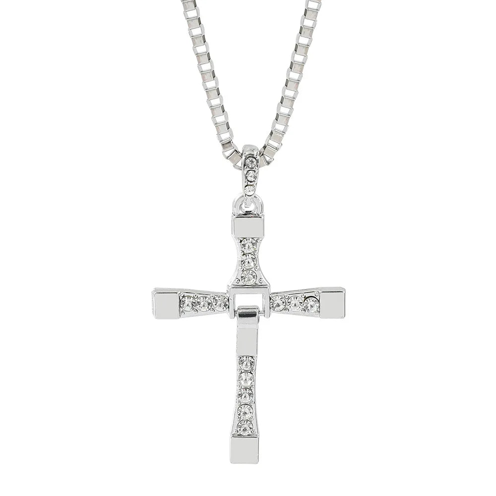Minimalist Black Oil Drop Cross Necklace – Silver Color Stainless Steel Chain, Unisex Hip-Hop Punk Jewelry - Image 11