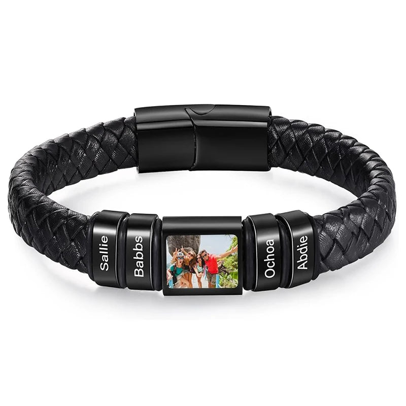 Custom Photo Bracelet – Personalized Leather Name Bracelet for Men, Boys & Husbands - Image 16
