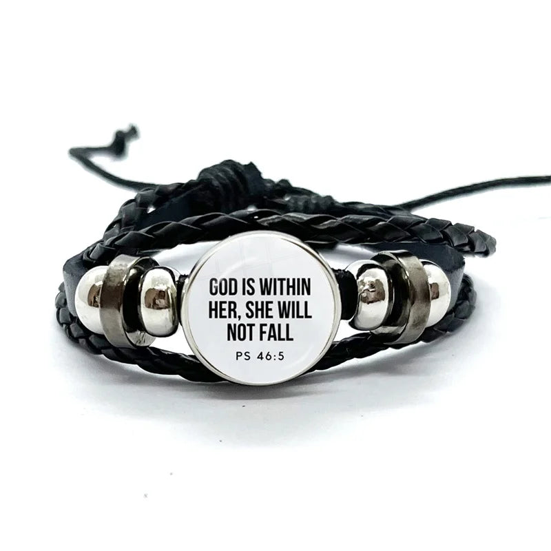 Bible Verse Faith Leather Bracelet – Handmade Multilayer Braided Christian Jewelry Gift - Image 4