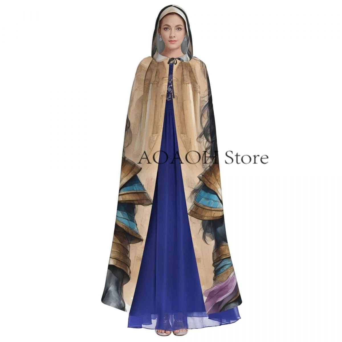 Egyptian God Anubis Hooded Cloak – Witch Cape Cosplay Costume for Adults - Image 2