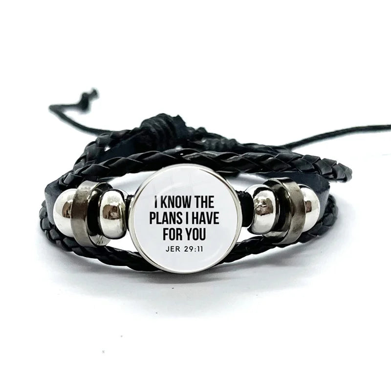 Bible Verse Faith Leather Bracelet – Handmade Multilayer Braided Christian Jewelry Gift - Image 3