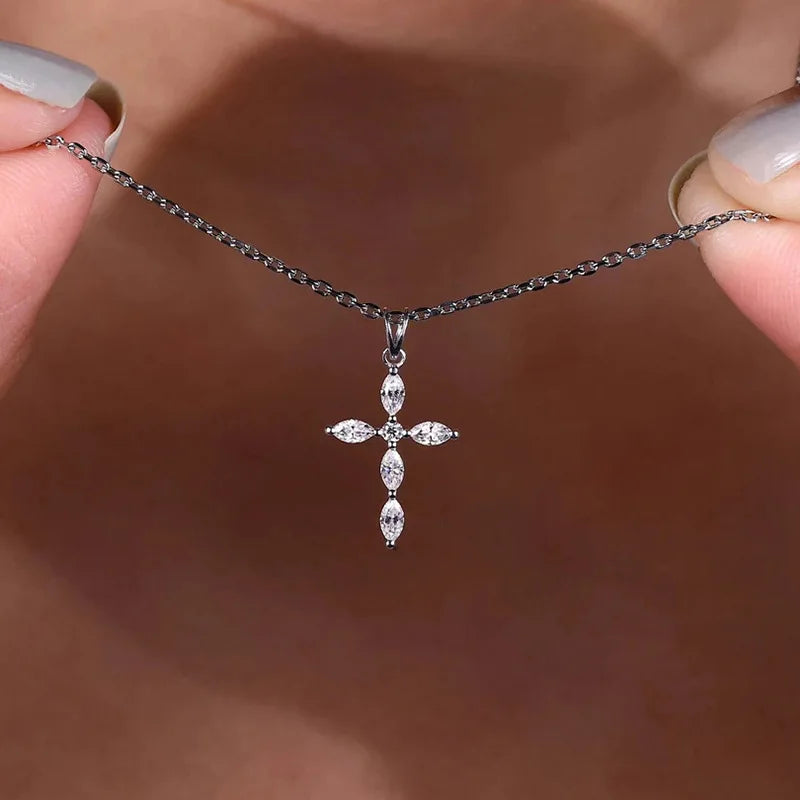 Luxury Stainless Steel Crystal Cross Pendant Necklace – Elegant Christian Jewelry for Women - Image 6
