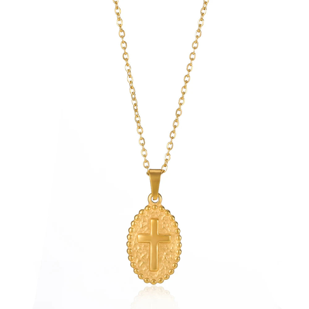 Caravaca Angels Crucifix Necklace – Gold Stainless Steel Jesus Cross for Men & Women - Image 22