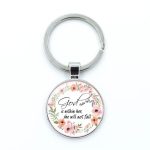 Give Thanks With A Grateful Heart Keychain – Bible Verse Glass Cabochon Charm Gift
