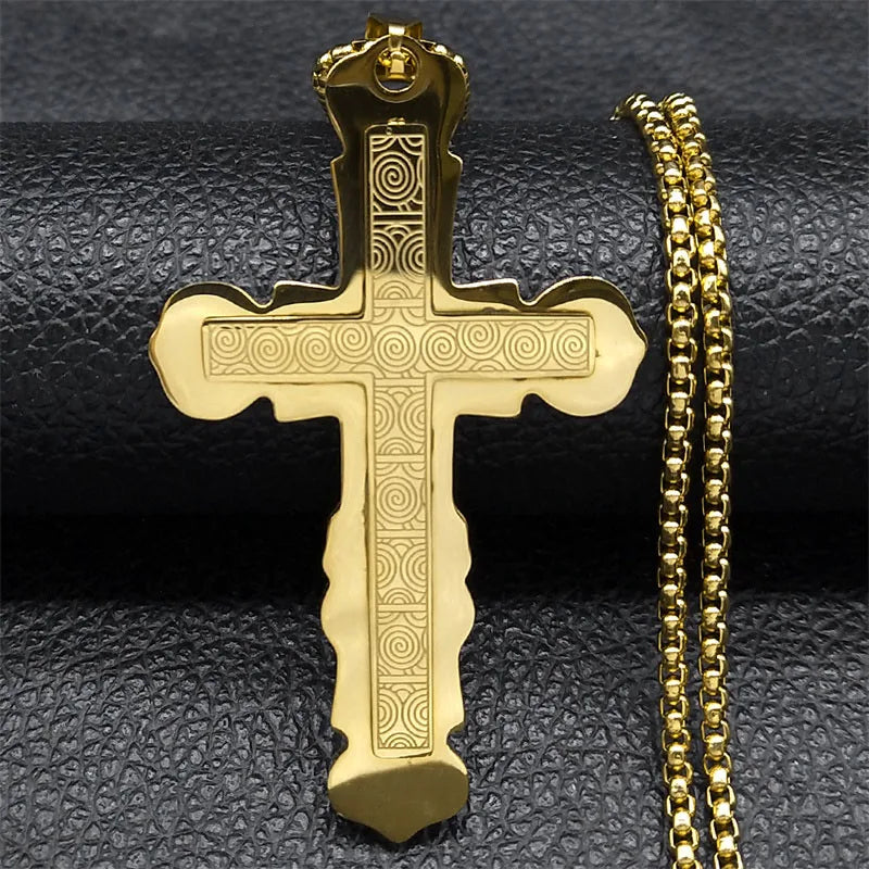 Christian Bible Cross Chain Necklace – Stainless Steel Prayer Pendant for Men - Image 8
